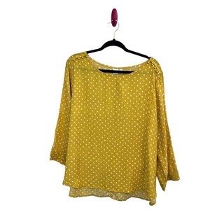 Gap Yellow Polka Dot Blouse Size XL